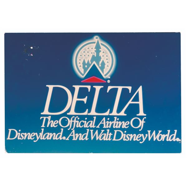 A Delta Airlines Disneyland and Walt Disney World Sign.