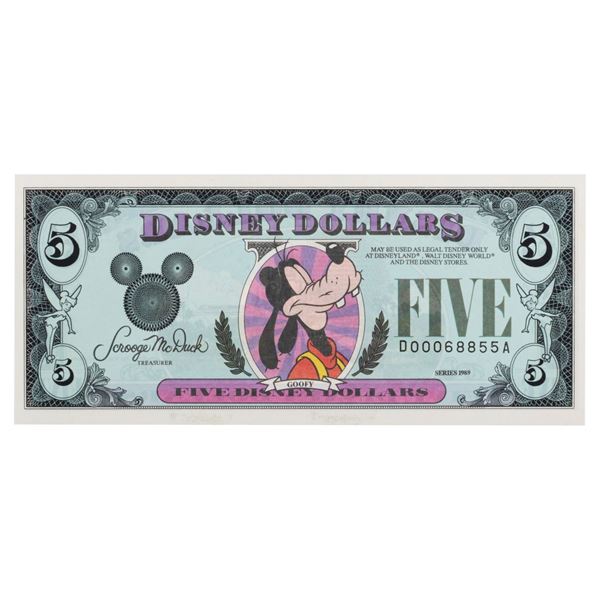 A Disney Dollars $5 Bill.