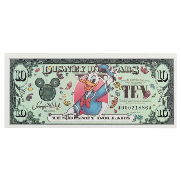 A Disney Dollars Disneyland Paris 2000 $10 Bill.