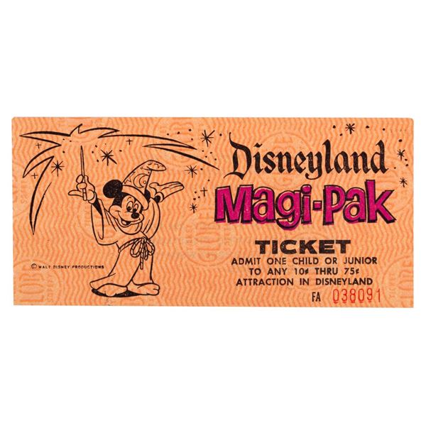 A 1966 Disneyland Magi-Pak Ticket.