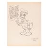 Image 1 : A Donald Duck Drawing Signed By Kay Wright.