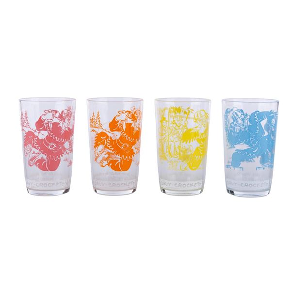 Four Davy Crockett Drinking Glasses.