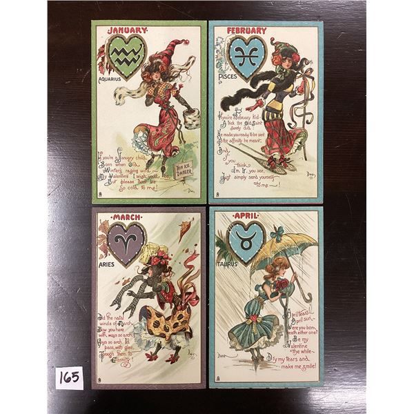 Dwig Zodiac Set 12 Months Postcards