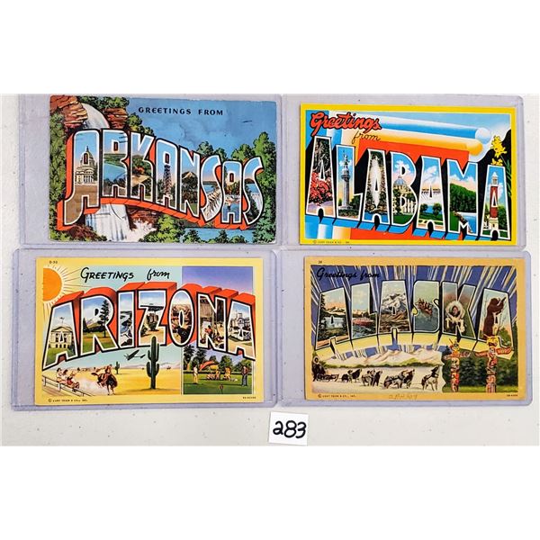 All 50 States Group ofLarge Letter Linen 51 Postcards