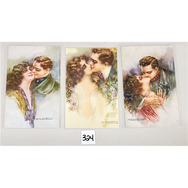 Signed Artist Santino Corbella Kissing Romance Postcards 8