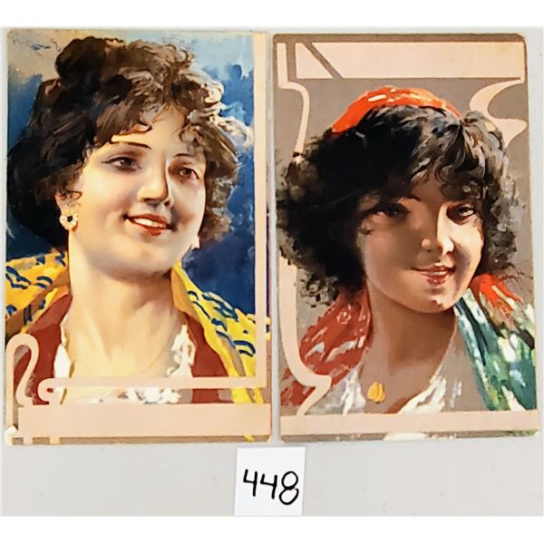 4 Signed Artist Pretty Lady Postcards