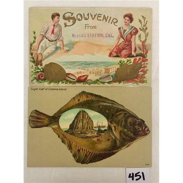 2 California Shellborder Greetings Postcards