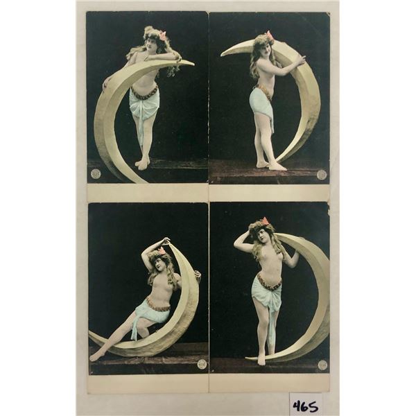 Group of 4 Printed Pretty Lady & Paper Moon Postcards