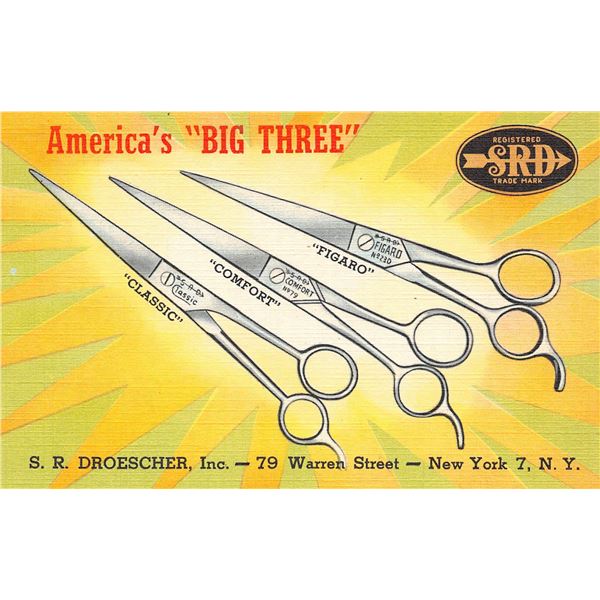 Linen Advertising S.R. Droescher Scissor New York Postcard