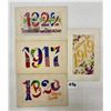 Image 1 : Novelty - 4 Woven in Silk Year Date Postcards