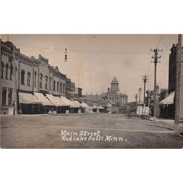 Real Photo Main Street Red Lake Falls, Minnesota Postcard