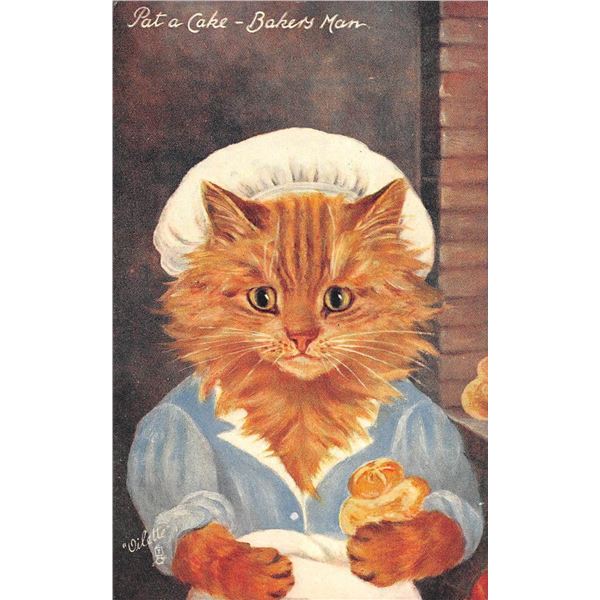 4 Tuck Oilette Dressed Cat Postcards Fairyland & Cat Studies