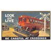 Image 1 : Look & Live Be Careful At Rail Crossing Auto Crash & Trolley Postcard