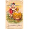 Image 1 : Winsch Halloween Frexis Girl & Pumpkin Holiday Greeting Postcard