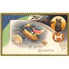 Image 1 : Winsch Halloween "A Starry Hallowe'en" Witch & Bats Checkered Border Holiday Greeting PC