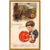 Image 1 : Winsch Halloween "Hallowe'en Jollity" Checkered Border Boy & Jack-o-lantern Holiday Greeting PC