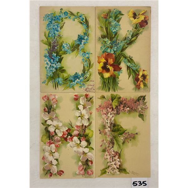 Signed Artist Klein Floral Alphabet Set Postcards