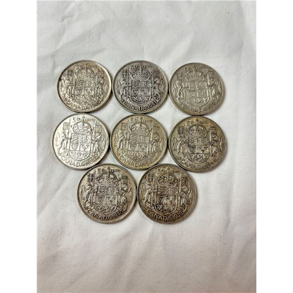 Assorted Canadian 50 cent coins