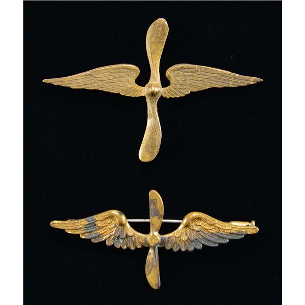 2 WWI ERA FRENCH PILOT’S INSIGNIA.