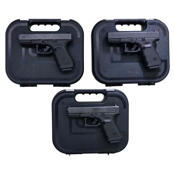 3 CONSECUTIVELY NUMBERED GLOCK 19 GEN 5 SEMI AUTO