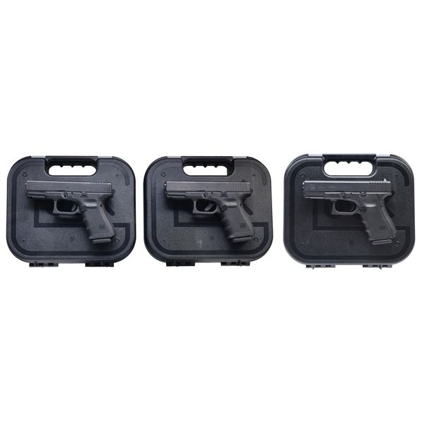 3 CONSECUTIVE GLOCK 23 GEN. 4 SEMI AUTO PISTOLS.