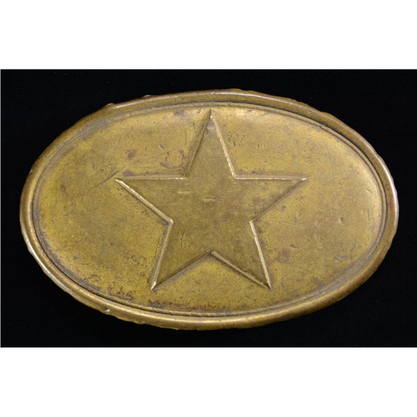 RARE OVAL "TEXAS" MILITIA STAR BELT BUCKLE.