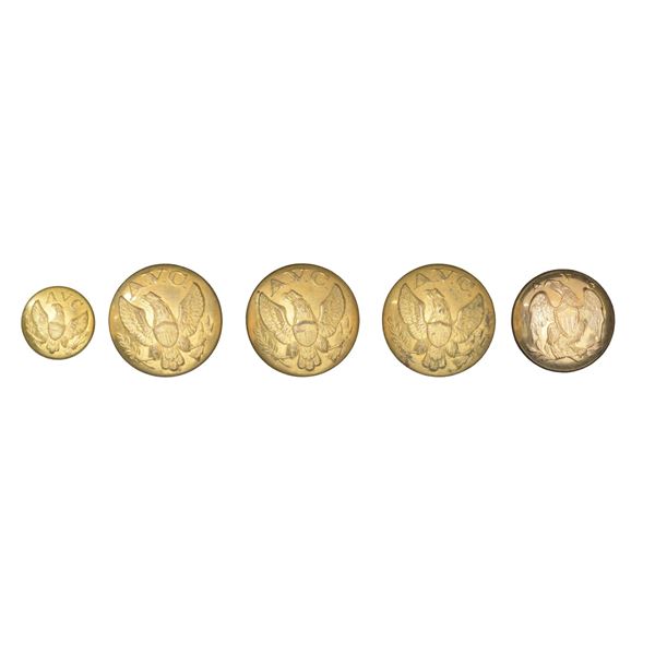 5 ALABAMA VOLUNTEER CORPS BUTTONS.