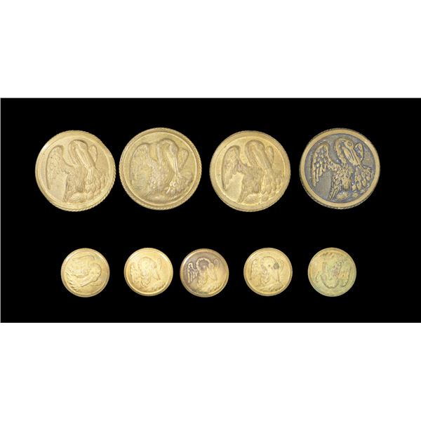 9 CONFEDERATE LOUISIANA BUTTONS.
