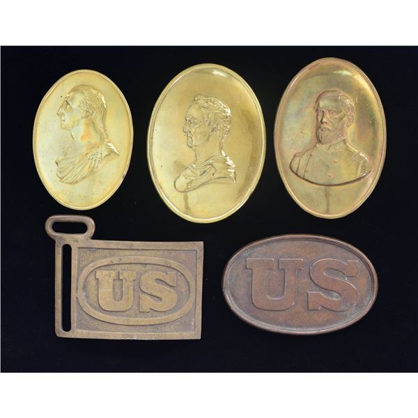 3 PRE CIVIL WAR MILITIA CROSS BELT PLATES, 1 CIVIL