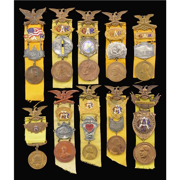 10 GAR NATIONAL ENCAMPMENT MEDALS.