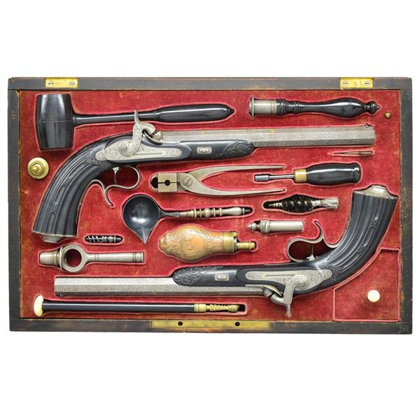 VERY FINE CASED PAIR OF PERCUSSION TARGET PISTOLS
