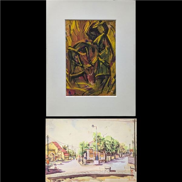 Pair Of Signed Midcentury Indian Paintings