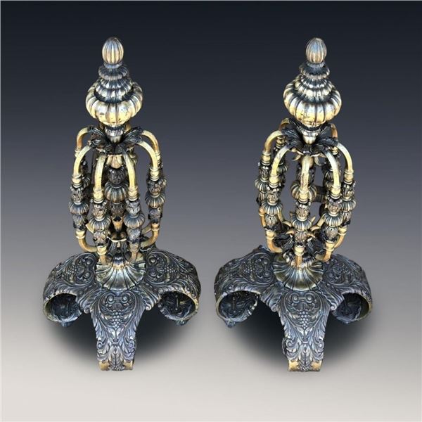 Stunning Art Deco Fireplace Andirons
