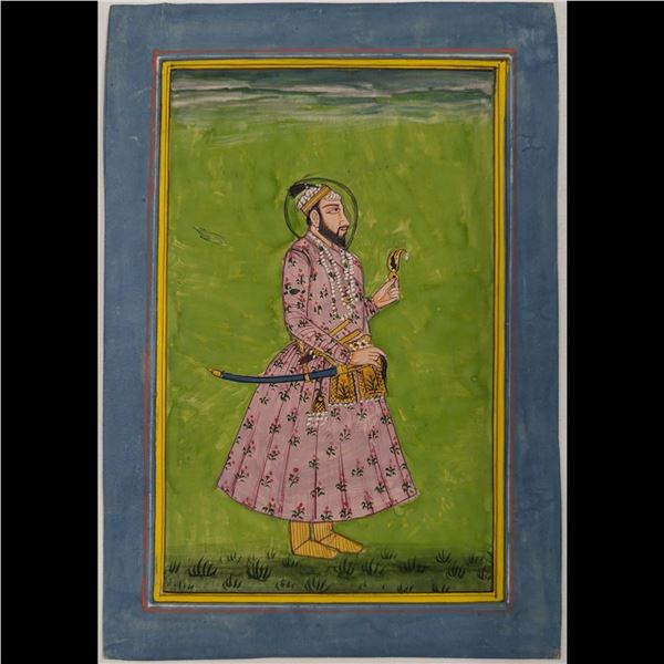 Indian Mughal School Miniature Painting Of Emperor Shah Jahan