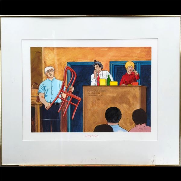 Jon Henry (American, 1916-1990) Original Painting, "The Red Chair" 1988