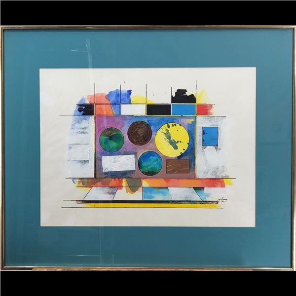 Jon Henry (American, 1916-1990) Original Gouache Painting, "Window No. 2" 1986