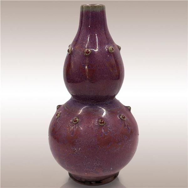 Chinese Purple Flambe Porcelain Gourd Vase