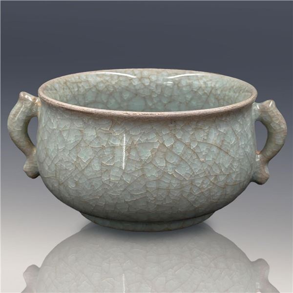 Chinese Song Style Celadon Ru Kiln Crackle Glaze Censer