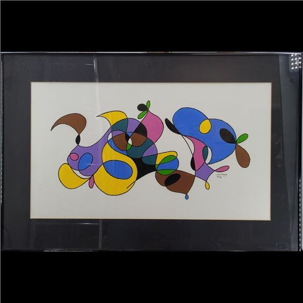 American Jon Henry Signed And Framed Original Acrylic On Board "#96" 1987