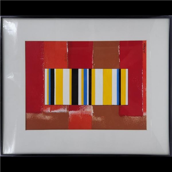 American Jon Henry Signed And Framed Original Acrylic On Board "Spags Series #6" 1987
