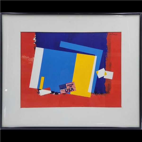 American Jon Henry Signed And Framed Original Acrylic On Board "Spags Series #1" 1987