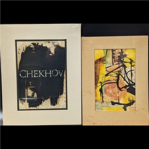 Pair Of Signed American Jon Henry 1916-90 Original Pieces, One Watercolor And One Monoprint