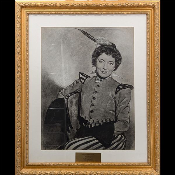 Signed Louis Lupas (American, 20th Century) Original Charcoal Portrait Of Helen Hayes