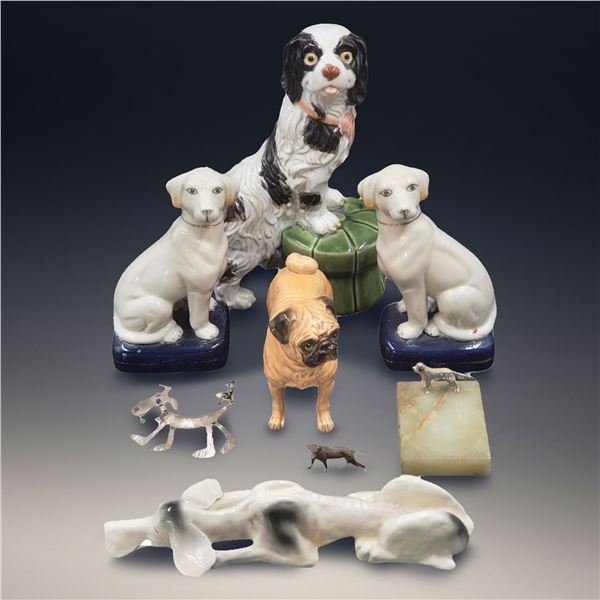 Lot Of Assorted Vintage Dog Figurines & Decor