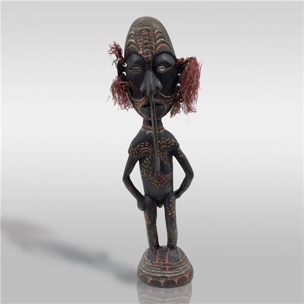 A Finely Carved Wooden Papua New Guinean  Male Ancestral Standing Figure