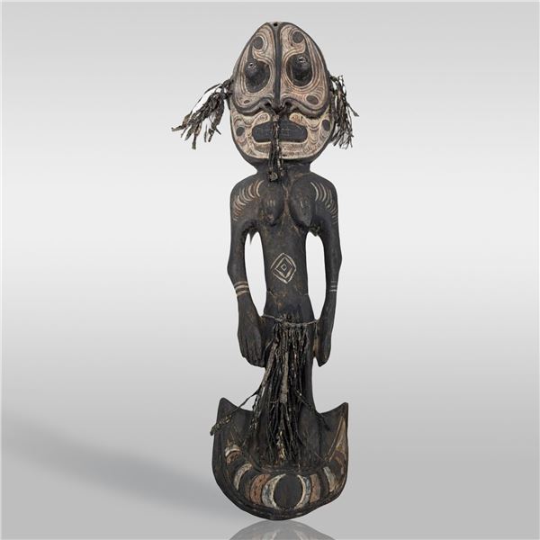 Papua New Guinean Carved Wood Feminine Ancestral Food Hook