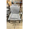 Image 2 : PATIOFLARE SAM 3 PC BLACK CAST ALUMINUM OUTDOOR PATIO CHAT SET WITH GREY CUSHIONS *IN BOX*