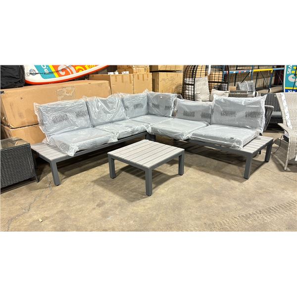 VOGUE COLLECTION EVA 3 PCS DARK GREY MODERN OUTDOOR PATIO SECTIONAL WITH GREY CUSHIONS