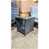 Image 1 : BLACK RATTAN CURVED SIDE GLASS TOP 18"W X 18"D X 20"H OUTDOOR PATIO SIDE TABLE