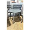 Image 3 : PATIO BLISS DARK GREY 3 PCS CORD WRAPPED GLASS TOP TABLE OUTDOOR PATIO CHAT SET WITH GREY CUSHIONS
